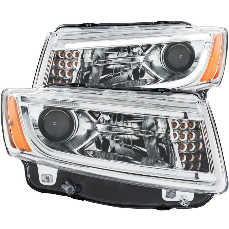 ANZO 2014-2015 Jeep Grand Cherokee Projector Headlights w/ Plank Style Design Chrome - Crew Original