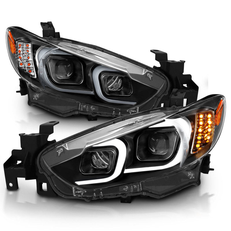 ANZO 2014-2015 Mazda 6 Projector Headlights w/ Plank Style Design Black - Crew Original