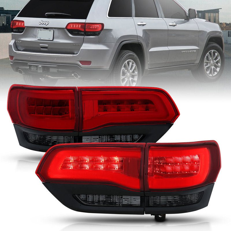 ANZO 2014-2016 Jeep Grand Cherokee LED Taillights Red/Smoke - Crew Original