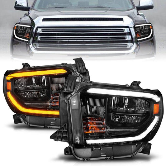 ANZO 2014-2017 Toyota Tundra LED Crystal Headlights w/ Switchback Black Housing w/ DRL - Crew Original