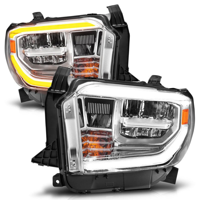 ANZO 2014-2017 Toyota Tundra LED Crystal Headlights w/ Switchback Chrome Housing w/ DRL - Crew Original