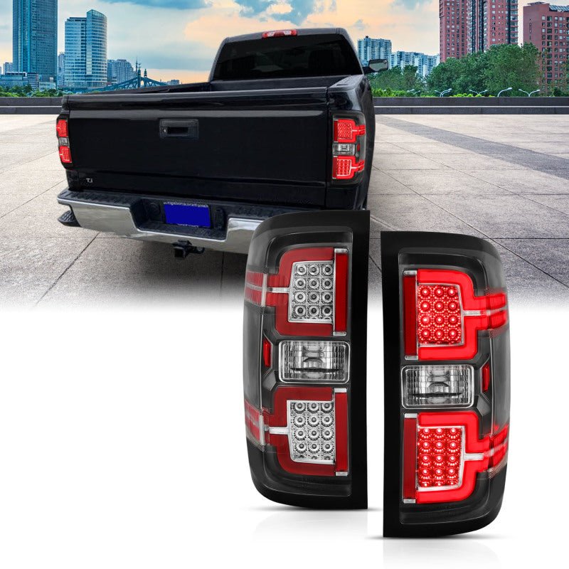 ANZO 2014-2018 Chevy Silverado 1500 LED Taillights Black - Crew Original