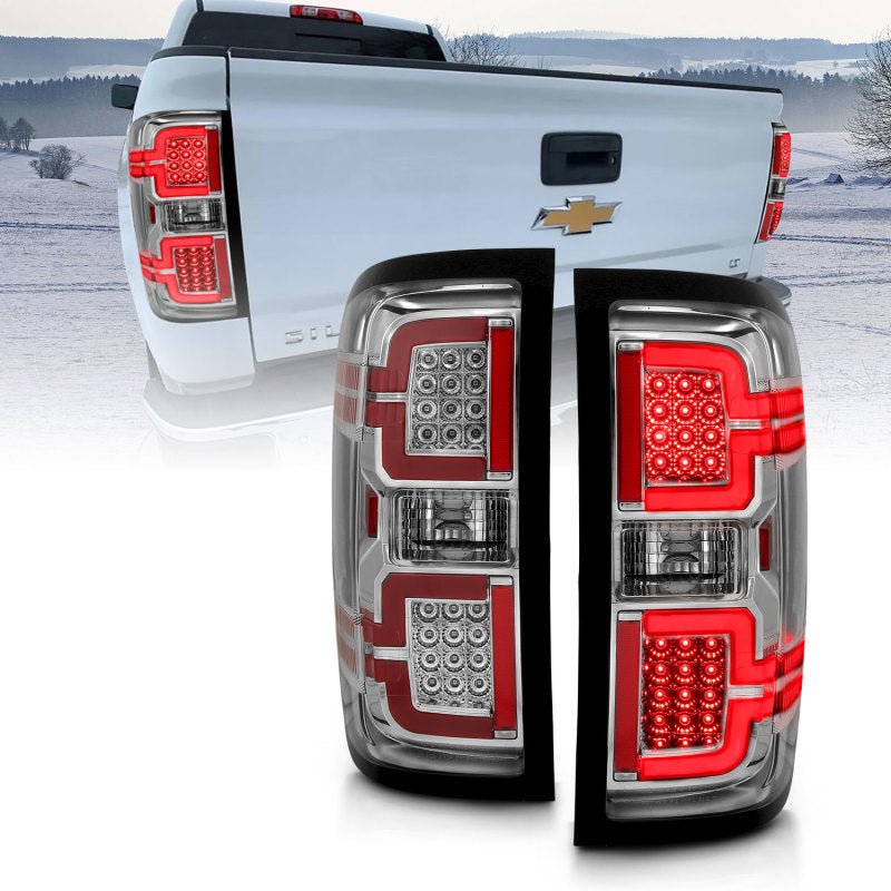 ANZO 2014-2018 Chevy Silverado 1500 LED Taillights Chrome - Crew Original