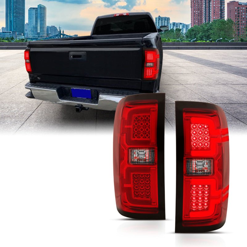 ANZO 2014-2018 Chevy Silverado 1500 LED Taillights Red/Clear - Crew Original