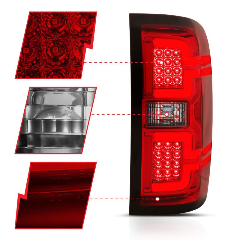 ANZO 2014-2018 Chevy Silverado 1500 LED Taillights Red/Clear - Crew Original