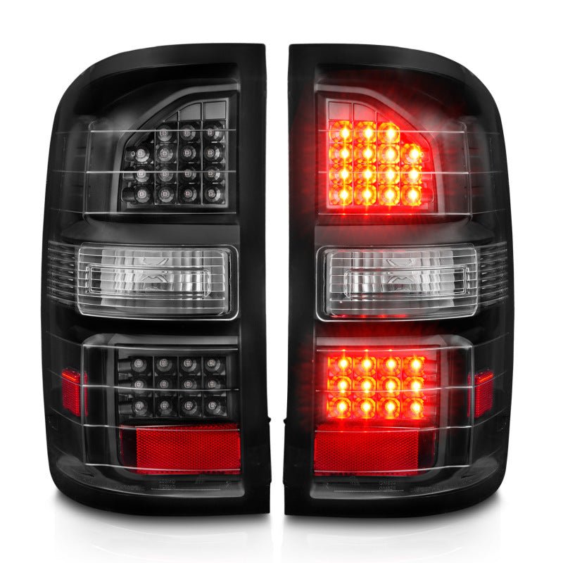 ANZO 2014-2018 GMC Sierra LED Tail Lights Black Housing Clear Lens - Crew Original