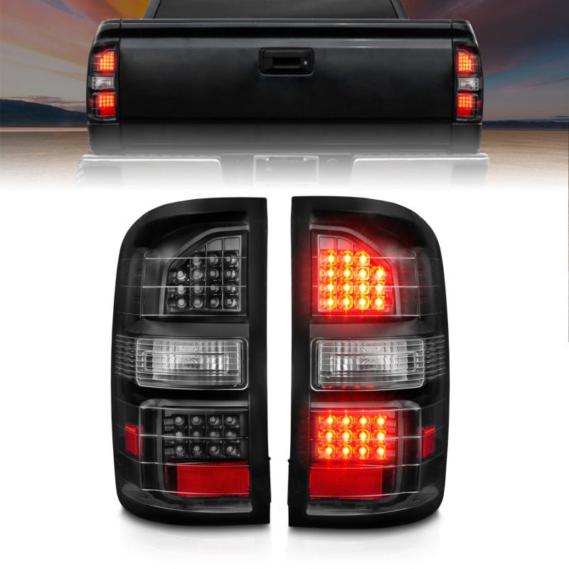 ANZO 2014-2018 GMC Sierra LED Tail Lights Black Housing Clear Lens - Crew Original