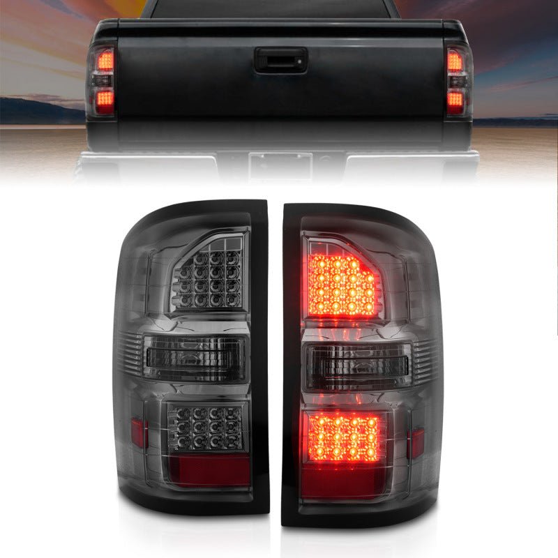 ANZO 2014-2018 GMC Sierra LED Tail Lights Black Housing Smoke Lens - Crew Original