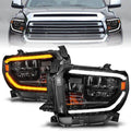 ANZO 2014-2021 Toyota Tundra LED Crystal Headlights w/ Switchback Black Housing w/ DRL - Crew Original