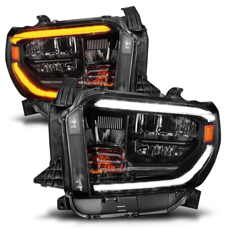 ANZO 2014-2021 Toyota Tundra LED Crystal Headlights w/ Switchback Black Housing w/ DRL - Crew Original