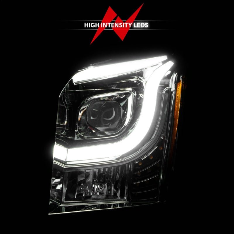 ANZO 2015-2017 GMC Yukon XL Projector Headlights W Lightbar - Chrome/Amber - Crew Original