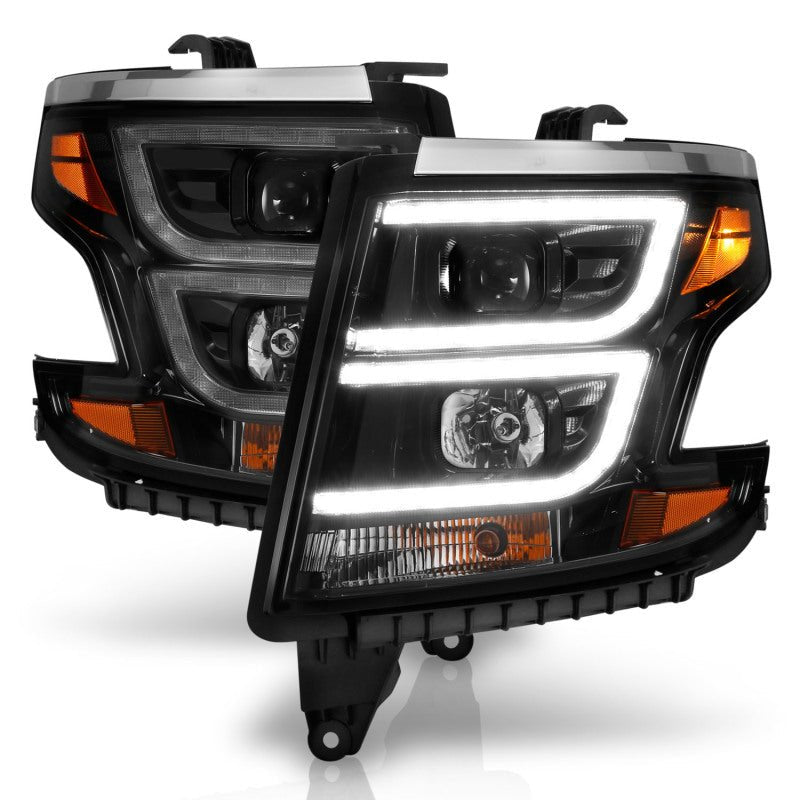 ANZO 2015-2020 Chevy Tahoe Projector Headlights Plank Style Black w/DRL - Crew Original