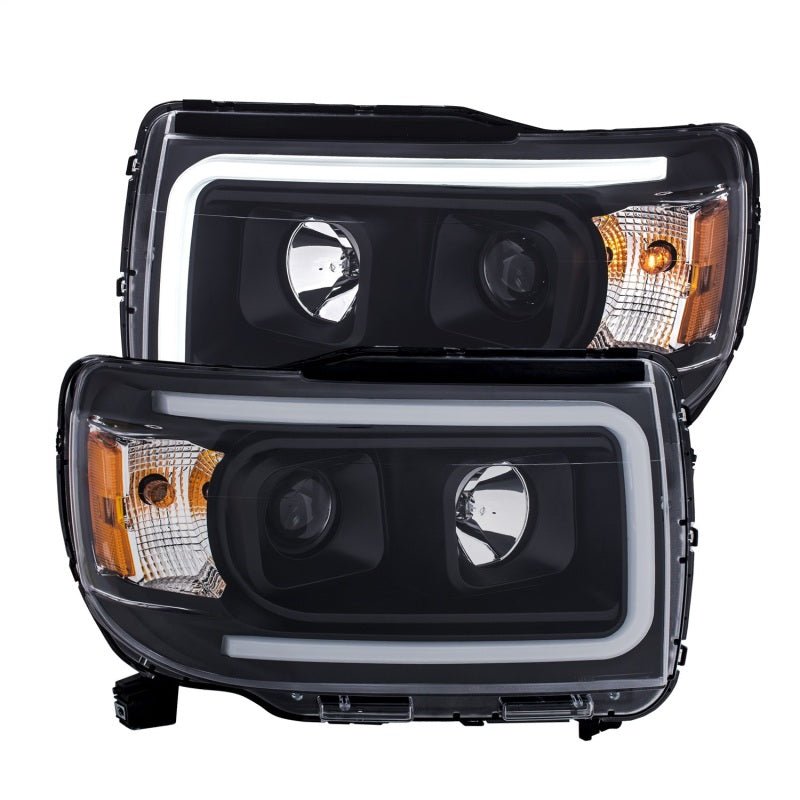 ANZO 2015+ GMC Canyon Projector Headlights w/ Plank Style Design Black w/ Amber - Crew Original