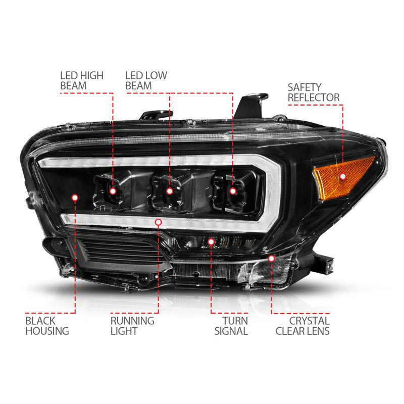 ANZO 2016-2017 Toyota Tacoma TRD LED Projector Headlights - Crew Original