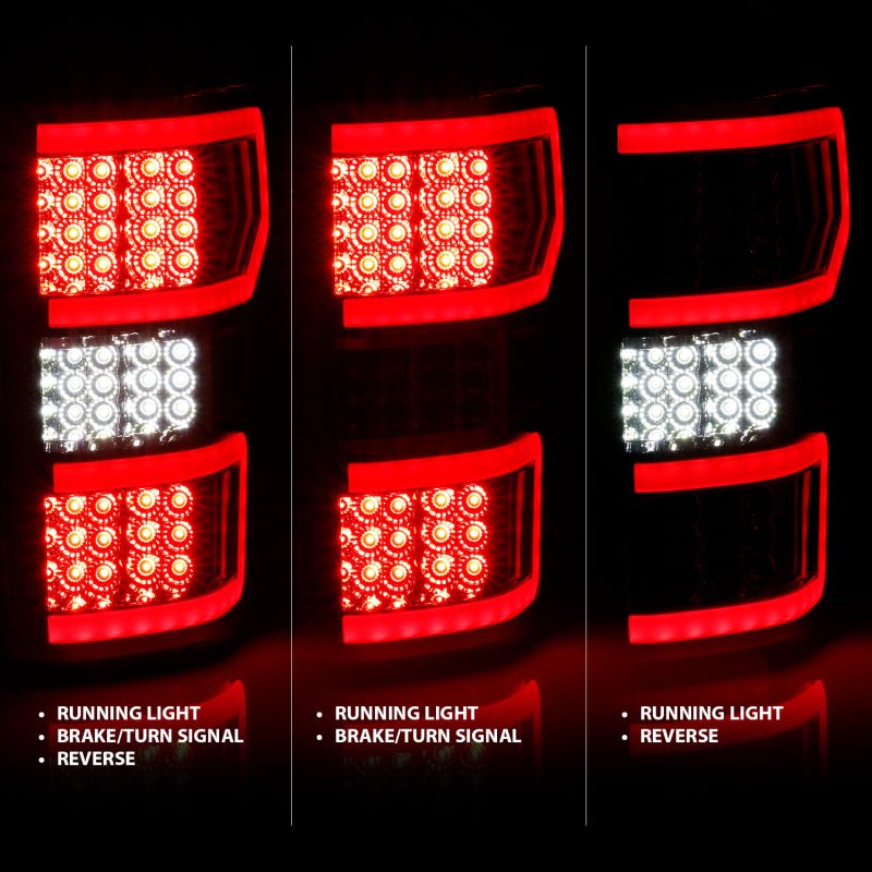 ANZO 2018-2019 Ford F-150 LED Taillight Chrome (Red Light Bar) (w/ Sequential) - Crew Original