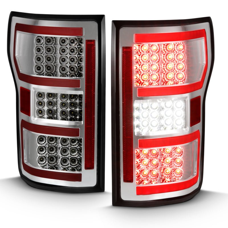 ANZO 2018-2019 Ford F-150 LED Taillight Chrome (Red Light Bar) (w/ Sequential) - Crew Original