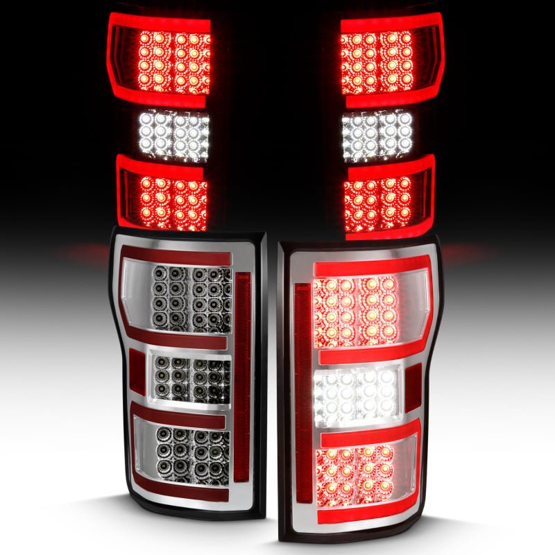 ANZO 2018-2019 Ford F-150 LED Taillight Chrome (Red Light Bar) (w/ Sequential) - Crew Original