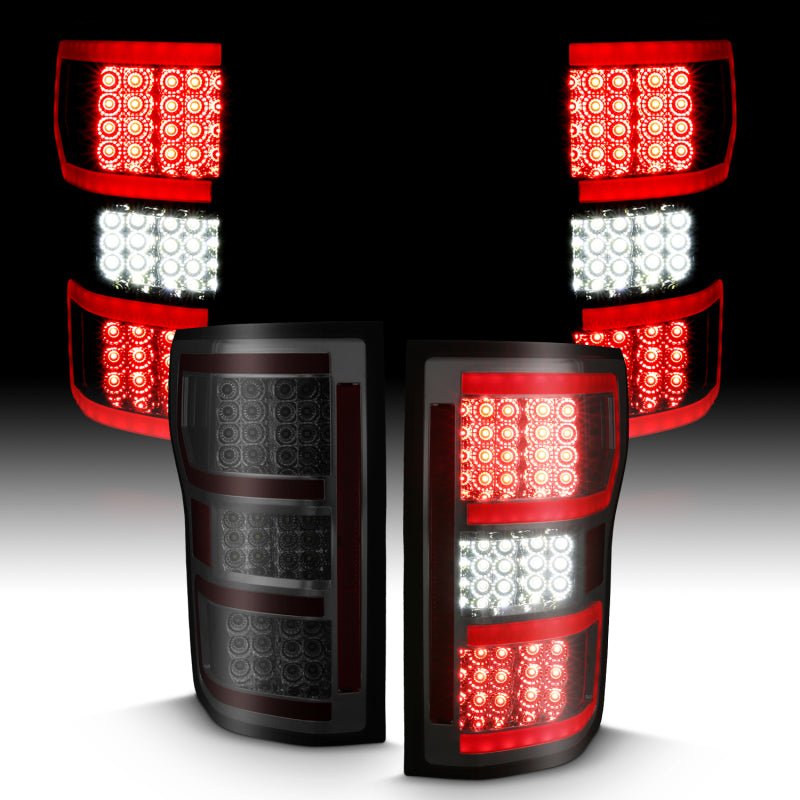 ANZO 2018-2019 Ford F-150 LED Taillight Smoke (Red Light Bar) (w/ Sequential) - Crew Original