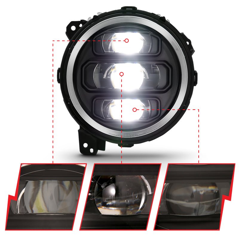 ANZO 2018-2019 Jeep Wrangler Full Led ProjectorH.L Black - Crew Original