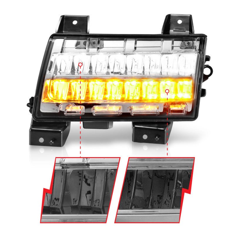 ANZO 2018-2021 Jeep Wrangler LED Side Markers Chrome Housing Clear Lens w/ Sequential Signal - Crew Original