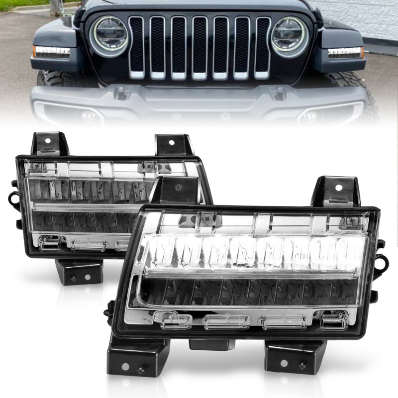 ANZO 2018-2021 Jeep Wrangler LED Side Markers Chrome Housing Clear Lens w/ Sequential Signal - Crew Original