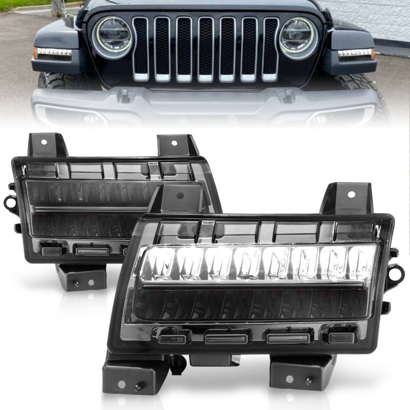 ANZO 2018-2021 Jeep Wrangler LED Side Markers Chrome Housing Smoke Lens w/ Seq. Signal Sport Bulb - Crew Original