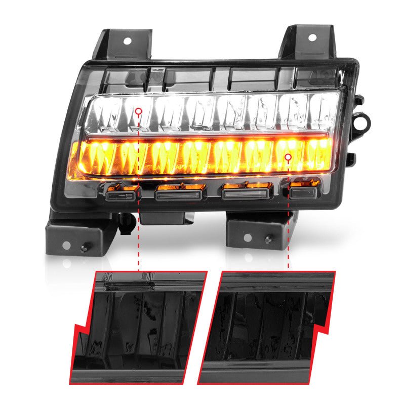 ANZO 2018-2021 Jeep Wrangler LED Side Markers Chrome Housing Smoke Lens w/ Seq. Signal Sport Bulb - Crew Original