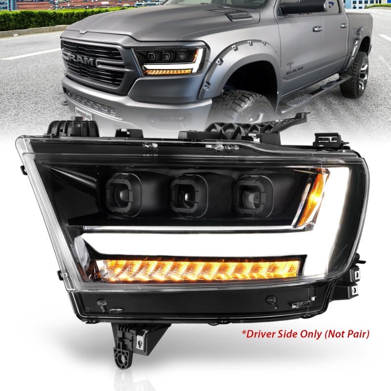 ANZO 2019-2020 Dodge Ram 1500 LED Projector Headlights Plank Style w/ Sequential Black (Driver) - Crew Original