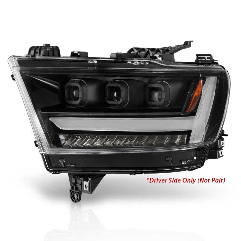 ANZO 2019-2020 Dodge Ram 1500 LED Projector Headlights Plank Style w/ Sequential Black (Driver) - Crew Original