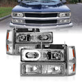ANZO 88-98 Chevrolet C1500 Crystal Headlights Chrome Housing w/ Signal and Side Marker Lights - Crew Original