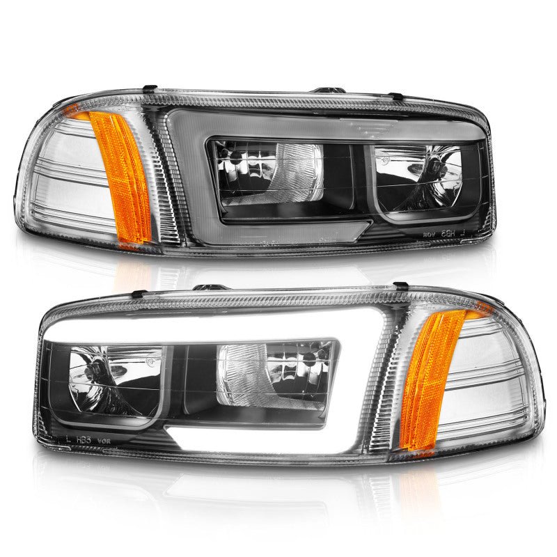 Anzo 99-17 GMC Sierra/Denali Headlights Black Amber (w/C Light Bars) - Crew Original