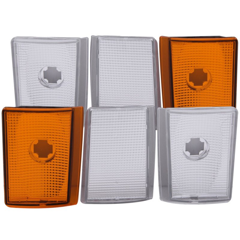 ANZO Corner Lights 1988-1993 Chevrolet C1500 Euro Corner Lights 4 Crystal Chrome / 2 Crystal Amber - Crew Original
