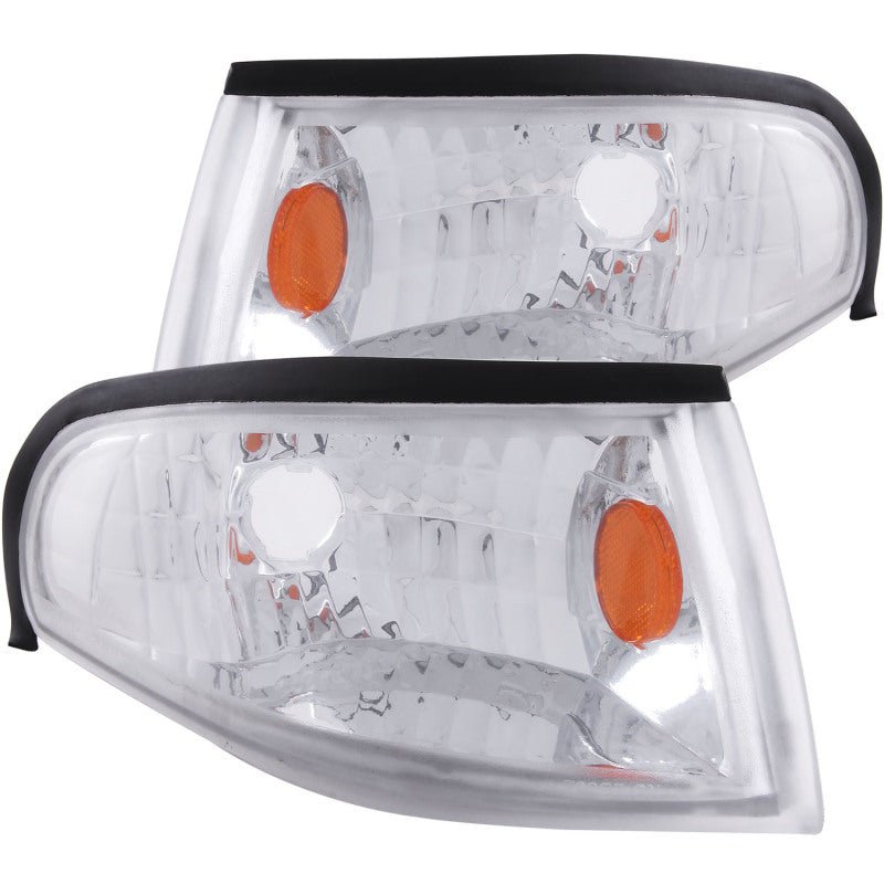 ANZO Corner Lights 1994-1998 Ford Mustang Euro Corner Lights Chrome w/ Amber Reflector - Crew Original