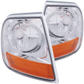 ANZO Corner Lights 1997-2003 Ford F-150 HARLEY - DAVIDSON Style Corner Lights Chrome w/ Amber Rflct - Crew Original