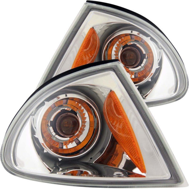ANZO Corner Lights 1999-2001 BMW 3 Series E46 Euro Corner Lights Chrome w/ Amber Reflector - Crew Original