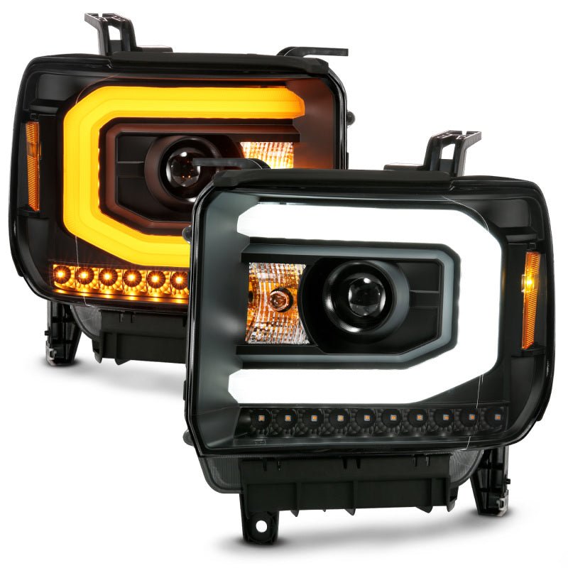 ANZO GMC SIERRA 1500 14-15 2500H/15-19 Projector Headlight Plank Style Black w/ Switchback (Halogen) - Crew Original