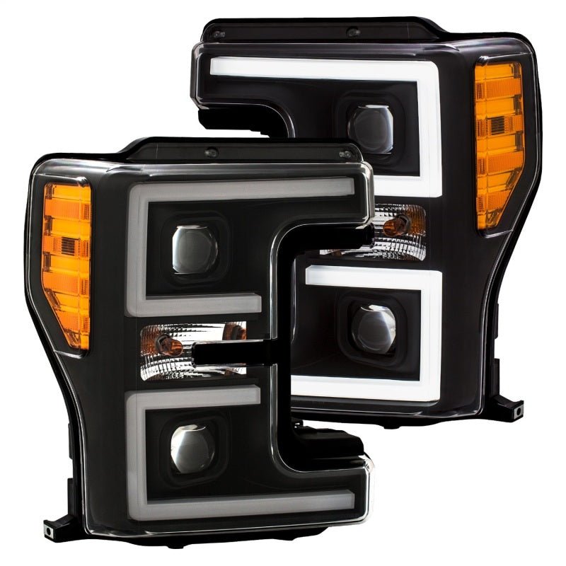 ANZO LED Headlights 17-18 Ford F-250 Super Duty Plank-Style L.E.D. Headlight Black (Pair) - Crew Original