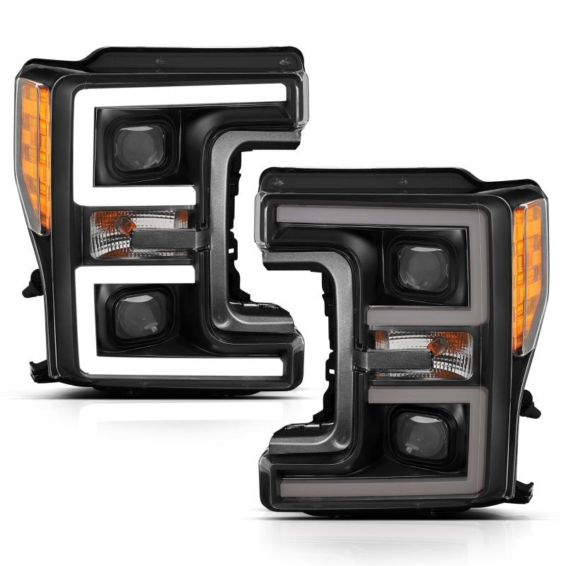 ANZO LED Headlights 17-18 Ford F-250 Super Duty Plank-Style L.E.D. Headlight Black (Pair) - Crew Original