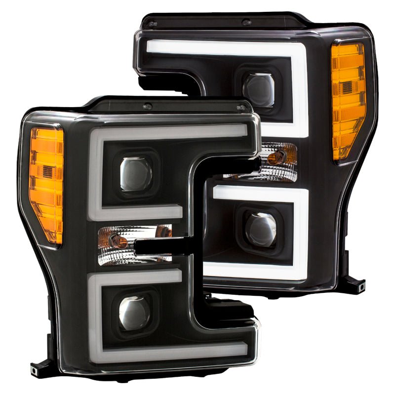 ANZO LED Headlights 17-18 Ford F-250 Super Duty Plank-Style L.E.D. Headlight Black (Pair) - Crew Original