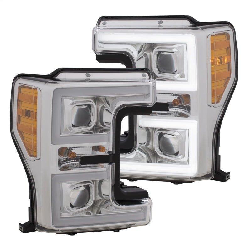 ANZO LED Headlights 17-18 Ford F-250 Super Duty Plank-Style L.E.D. Headlight Chrome (Pair) - Crew Original