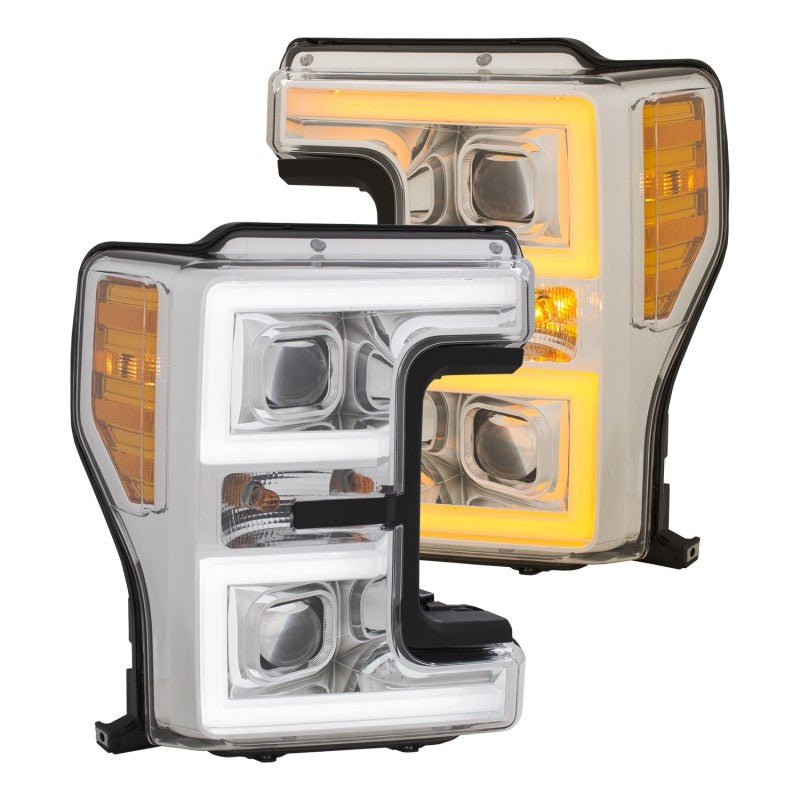 ANZO LED Headlights 17-18 Ford F-250 Super Duty Plank-Style L.E.D. Headlight Chrome (Pair) - Crew Original