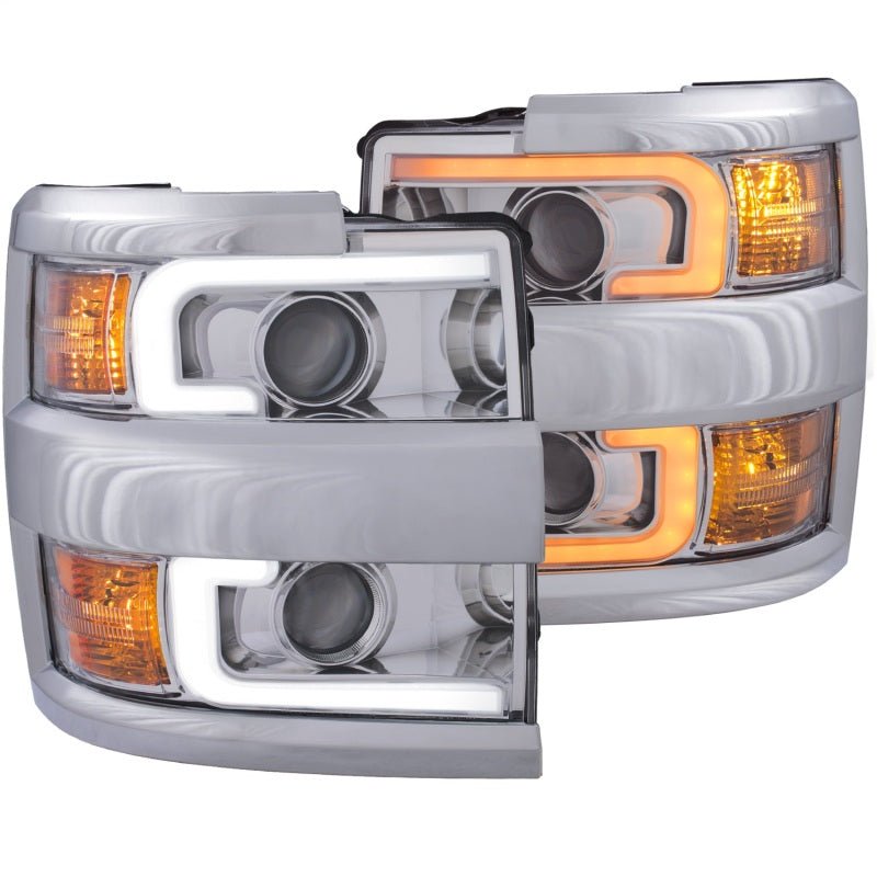 ANZO Projector Headlights 15-17 Chevrolet Silverado 2500HD / 3500HD Chrome w/ Chrome Rim - Crew Original