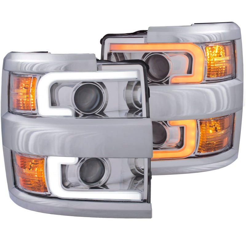 ANZO Projector Headlights 15-17 Chevrolet Silverado 2500HD / 3500HD Chrome w/ Chrome Rim - Crew Original