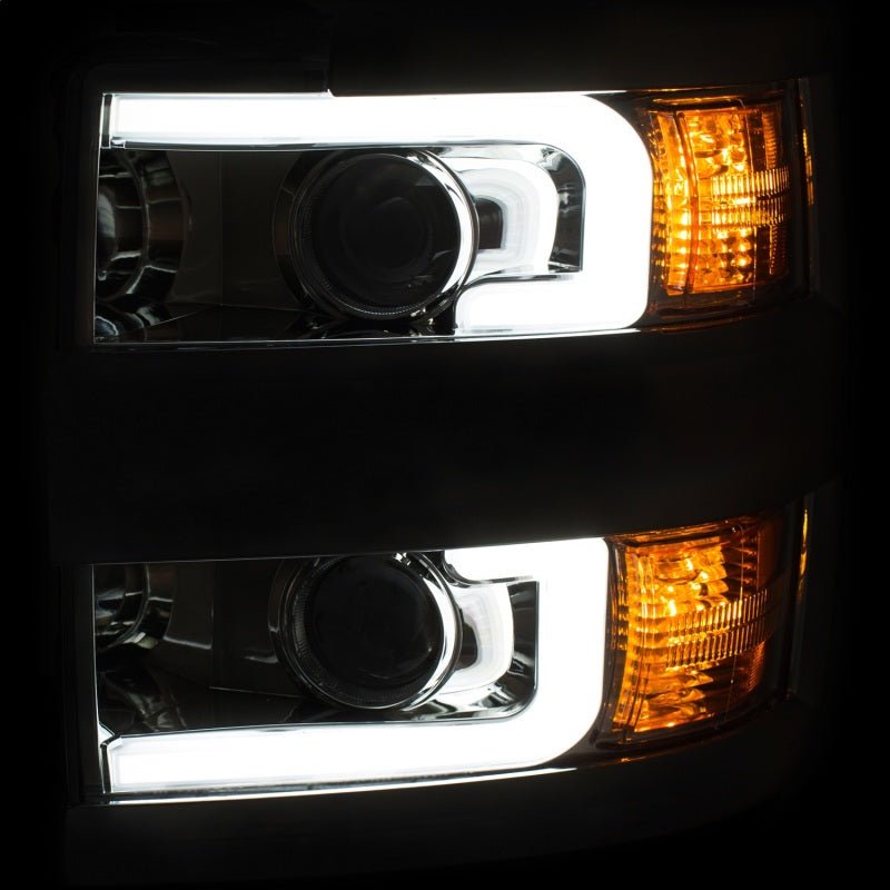 ANZO Projector Headlights 15-17 Chevrolet Silverado 2500HD / 3500HD Chrome w/ Chrome Rim - Crew Original