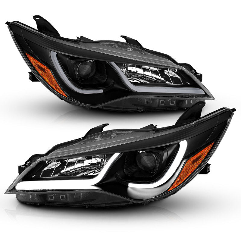 ANZO Projector Headlights With Plank Style Design Black w/Amber 15-16 Toyota Camry (4DR) - Crew Original