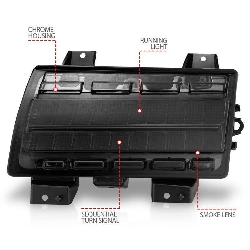 ANZO Wrangler 18-21/Gladiator 20+ LED Side Marker Lights Smoke w Sequential Signal - Crew Original