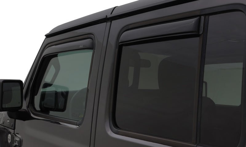 AVS 07-18 Jeep Wrangler Unlimited Ventvisor In-Channel Front & Rear Window Deflectors 4pc - Smoke - Crew Original