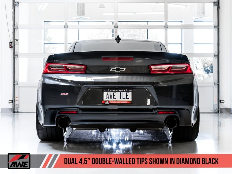 AWE Tuning 16-19 Chevrolet Camaro SS Axle-back Exhaust - Touring Edition (Diamond Black Tips) - Crew Original