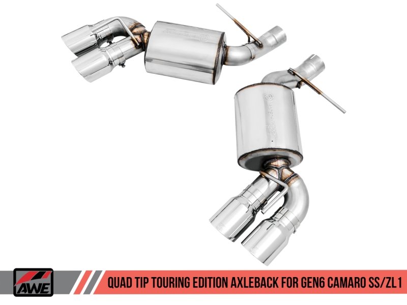AWE Tuning 16-19 Chevrolet Camaro SS Axle-back Exhaust - Touring Edition (Quad Chrome Silver Tips) - Crew Original