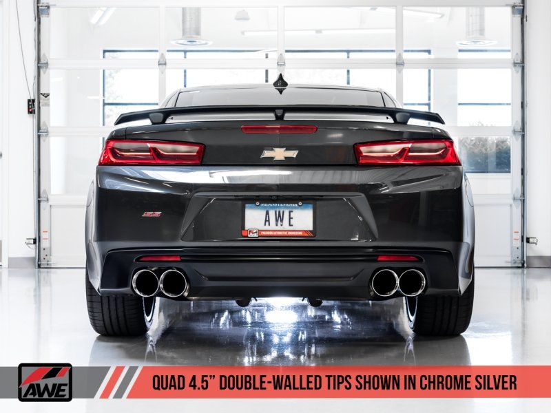 AWE Tuning 16-19 Chevrolet Camaro SS Axle-back Exhaust - Touring Edition (Quad Chrome Silver Tips) - Crew Original